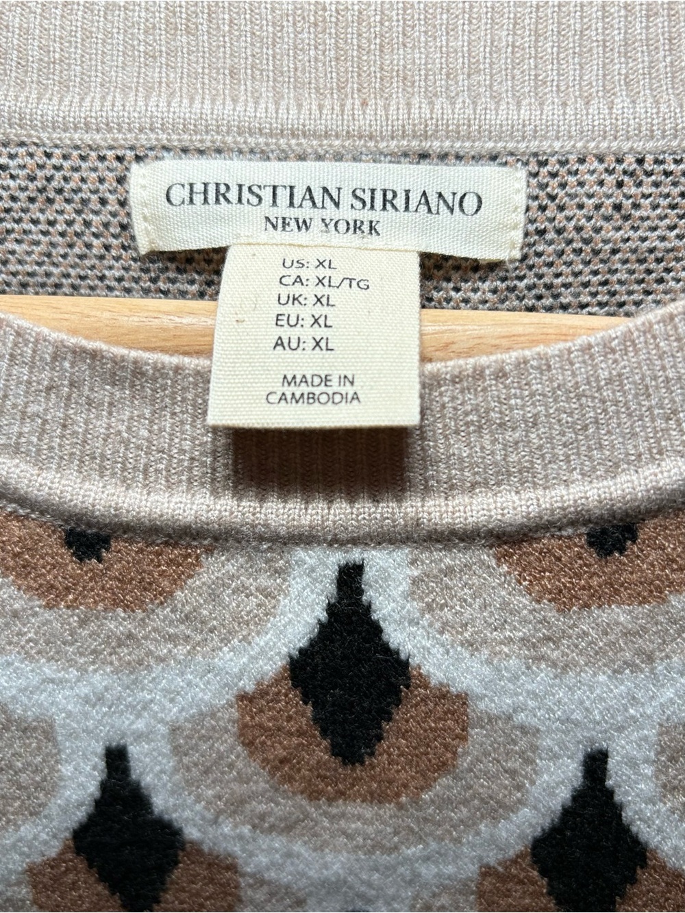 Christian Siriano Geometric Knit Sweater Top Neutral Short Sleeve Pullover Moder - Picture 3 of 9